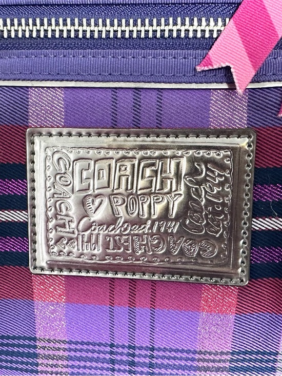 Coach Poppy Purple Tartan Plaid Tote - Picture 9 of 13